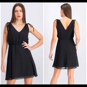 Gal Meets Glam Elora Swiss Dot Navy Blue Dress